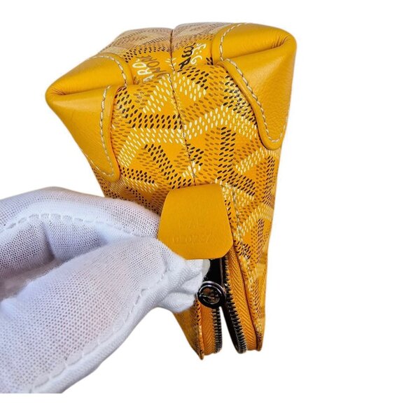 GOYARD Vendome Cosmetic Pouch Zip Gold Yellow + Dust Bag Tags - Picture 14 of 16